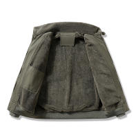 Abrigos de estilo Retro para hombre, Parkas gruesas de lana para exteriores, abrigo con cuello abatible, chaquetas de traje de vuelo sólidas a prueba de viento, invierno, nuevo - details 5