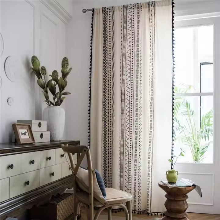 Cortinas estilo bohemio, cortinas geométricas - 1