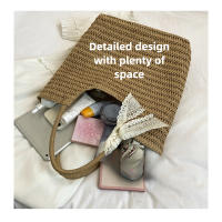 Bolso de hombro tejido hecho a mano Vintage para playa para mujer, bolsas de compras de rafia y ratán, bolsos bohemios para mujer, bolsos informales para viajes y vacaciones de verano - details 5