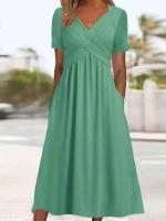 BUNO-Vestido de manga corta con cuello en V para mujer, moda de verano - details 3