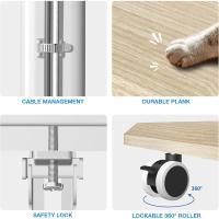 Soporte de Televisión Móvil con Ruedas Soporte de Almacenamiento de TV de Madera Blanca Alto con Elevación +/-30° Para TV de 26-65 Pulgadas Max 35 KG Estante de Almacenamiento de Media y TV - details 3