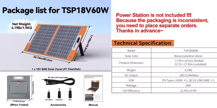 Generador Solar Portátil 200W, Batería de Ion de Litio 172Wh, Estación de Energía 110-240V con Panel Solar Portátil de 18V 60W, Cargador Solar. - 1