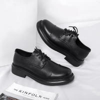 Zapatos de negocios de cuero informales retro negros con cordones y caña baja de cuero para hombre - details 8