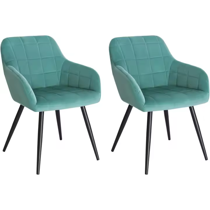 Comedor Nordicas Estilo Vintage Juego de 2, Silla de Cocina Silla Tapizada con Reposabrazos Tapizadas en Terciopelo, Estructura de Metal, Crema BH93cm-2 - 1