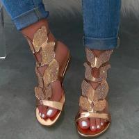 Zapatos planos de talla grande para mujer, sandalias huecas con una sola correa y diamantes de imitación de mariposa - details 2