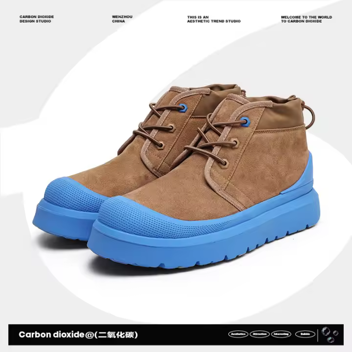 Botas de nieve con de piel de vellón zapatos de algodón impermeables engrosados ​​de vellón antideslizantes integrados - 1