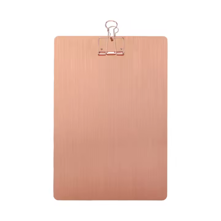 Portapapeles suspendido, resistente al óxido, resistente al desgaste, resistente a los arañazos, hierro, tablero de dibujo de Metal, carpeta para escribir, pintar, oro rosa - 1