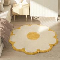 Alfombra redonda de flores esponjosas, cojín de felpa para dormitorio de niña, alfombrilla de suelo para habitación de niños, Alfombra de juego antideslizante para bebé - details 2