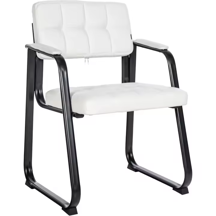Silla para Visitas Canadá B Tapizada En Cuero Sintético I Silla De Espera con Reposabrazos I Silla Confidente con Base De Metal I Color:, Color:Negro - 1
