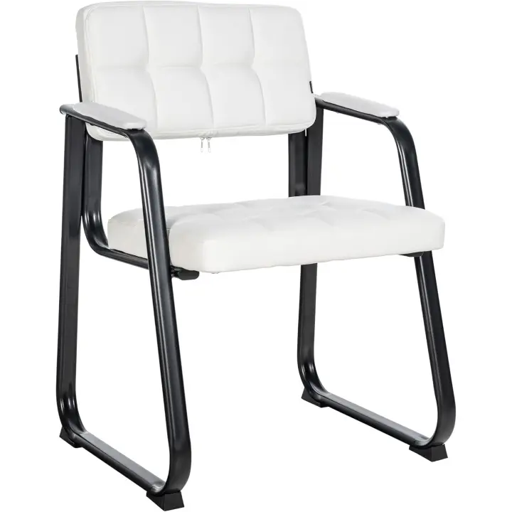 Silla para Visitas Canadá B Tapizada En Cuero Sintético I Silla De Espera con Reposabrazos I Silla Confidente con Base De Metal I Color:, Color:Negro - 1