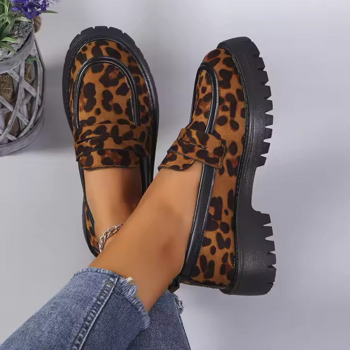 Mocasines con estampado de moda para mujer, zapatos planos informales, sin cordones, Otoño e Invierno - 1