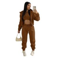 Conjunto de ropa de mujer de 3 piezas, suéter con capucha con forro polar, camiseta sin mangas y pantalones deportivos - details 12