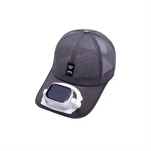 Gorra de béisbol con ventilador solar para hombre, sombreros de playa de malla de verano, solar/USB, gris - 1