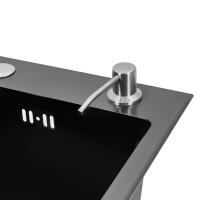 Fregadero de cocina empotrable de acero inoxidable, 50 x 45 cm, con escurridor con dispensador de jabón, color negro mate - details 7