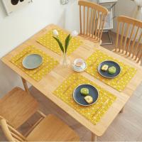 Tapete de mesa duradero con forma de flor y hoja de plátano, tapete de comedor de Dacron multiusos creativo de doble cara, absorbe el agua, Universal, 4 Uds. - details 12