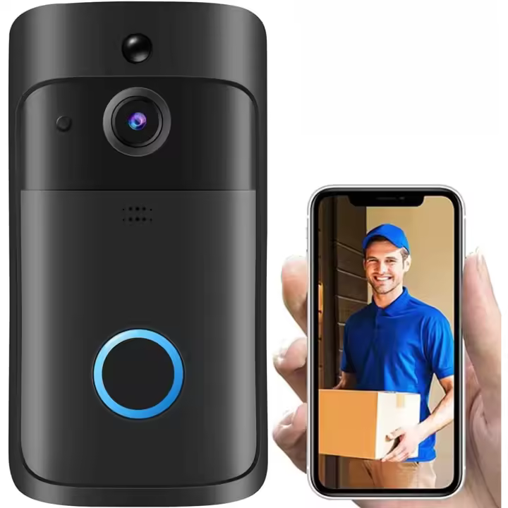 Timbre de Video con cámara HD WiFi, Detector de movimiento operado inalámbrico, Audio y altavoz, visión nocturna para iOS y Android - 1