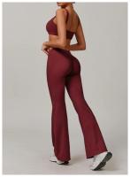 Conjuntos de Yoga de 2 uds., trajes de entrenamiento de realce para mujer, trajes de gimnasio, sujetador corto de cintura alta, pantalones cortos acampanados, trajes para Fitness y correr - details 18