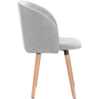 Silla de Comedor Nórdica Ergonómica con Resalto y Brazos Tapizada en Lino Madera para Patas - details 12