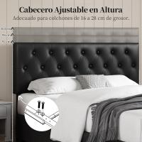 Cama Tapizada de Piel Marco de Cama Doble con 2 Cajones Ajustables en Altura - details 7