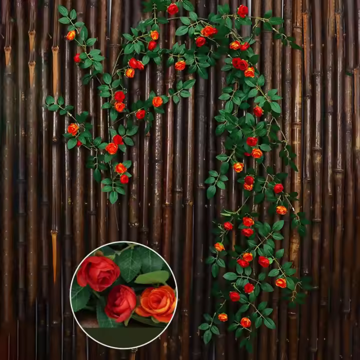 Flor Artificial de tacto Real, 54/60 cabezas, flores de rosas falsas de seda, vid, hojas hechas a mano, decoración, ramo, decoración del banquete de boda - 1
