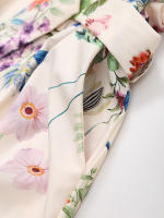 Ropa de mujer europea y americana popular vestido corto con cinturón de textura de seda impresa - details 6