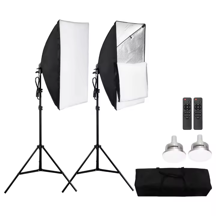SucceBuy Kit de iluminación Softbox, 20"x 28", LED de 45 W, 3000-6500 K, trípode, control remoto, para fotografías y transmisión - 1
