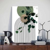 Cuadro de Pared en Lienzo Bohemio 3pcs con Marco de Color Verde Mantillo Nórdico Abstracto Geométrico con Hojas de Plantas Posters Decoración para Dormitorio y Hogar Marca DHROOM - details 10