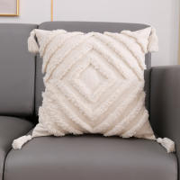 ANUMEI-funda de cojín bohemia de 45x45cm, 30x50cm, Beige, decorativa, cuadrada, de macramé - details 5