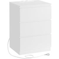 Mesita de Noche Moderna Blanca Nube LET631W14 Estación de Carga, Mesa Auxiliar con 3 Cajones, 2 Tomas AC, 2 Puertos USB - details 0