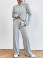 Traje de punto de manga larga con cuello alto para mujer, suéter informal, pantalones sueltos, traje de dos piezas, Otoño e Invierno - details 22
