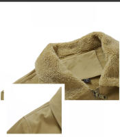 Winter Flight Jacket Man Solid Flip Collar Fleece Thickening Coats Outdoors New Keep Warm Multiple Pockets Pure Cotton Tops Man - details 4