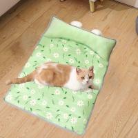 Estera de enfriamiento duradera de seda de hielo para mascotas con almohada, cama refrescante para perros resistente a mordeduras, almohadilla de verano Rectangular transpirable para mascotas para cachorros y gatos - details 11