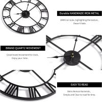 Reloj De Pared De Metal Redondo De Estilo Vintage Silencioso Funciona Con Pilas 40cm 47cm 60cm Números Romanos Negros - details 3