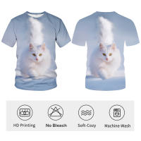 Camiseta con estampado 3D de gato para hombre y mujer, camiseta de manga corta con patrón de serie animal, novedad - details 2