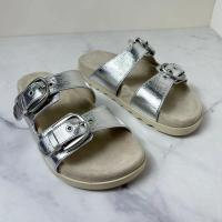 Verano nuevo producto cinturón de una palabra hueco arrastre de las mujeres plata fondo plano cabeza redonda casual versátil sandalias - details 0