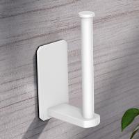 Soporte de papel higiénico autoadhesivo para cocina, portarrollos adhesivo sin perforación para baño, palo en la pared, acero inoxidable cepillado (blanco) - details 1