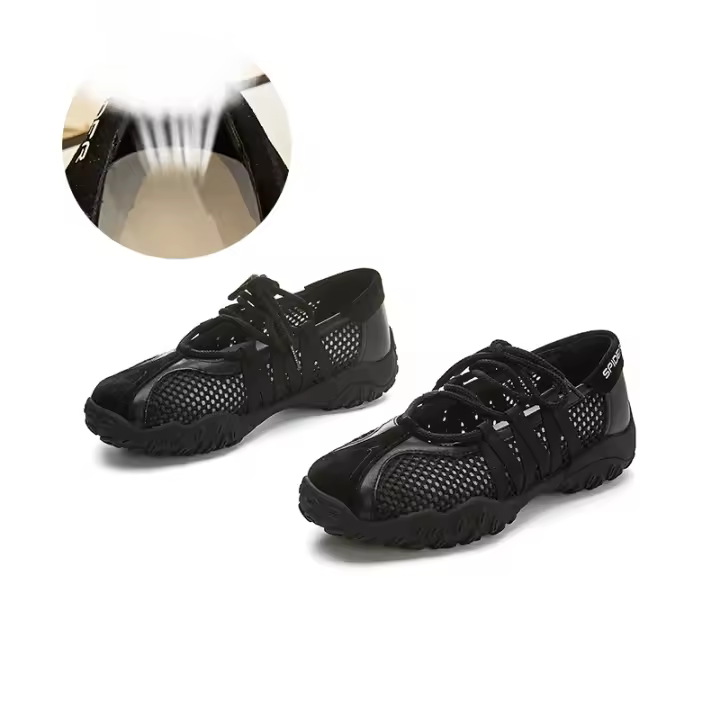 Nuevos zapatos Mary Jane de malla transpirable blanca, zapatos casuales de alta gama para mujer, zapatos de moda. - 1