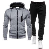 Conjunto deportivo informal para hombre, Sudadera con capucha y pantalones de cintura elástica, 2 piezas - details 5