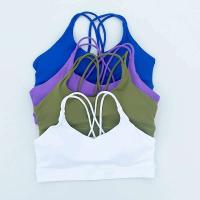 Sujetador deportivo con tirantes cruzados para mujer, pantalones cortos de entrenamiento de gimnasia, chaleco de yoga, corsé ajustado de alto impacto, acolchado suave reforzado para correr - details 3