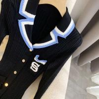 YuooMuoo elegante bordado carta tejido Maxi Otoño Invierno marca moda señora entallado negro suéter vestido batas de oficina - details 5