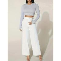 Pantalones de pierna recta para mujer, cintura alta, ropa blanca elegante, pantalones de moda coreana - details 1