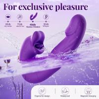 Vibrador de rosa de doble uso para mujer, vibrador para lamer la lengua para mujer, 2 en 1, punto G, pezón, estimulador de clítoris, consolador, masajeador, masturbador, juguete sexual femenino para adultos, vibrador de empuje, juguetes sexuales, modos de - details 0