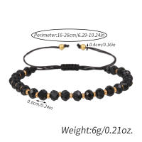 Moda Boho joyería ajustable pulsera con correa trenzada pulsera con cuentas de piedra de cristal negro para mujer accesorio joyería - details 2