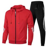 Traje deportivo informal para hombre, chaqueta con cremallera y pantalones de chándal, ropa para correr, Sudadera con capucha d, 2025 - details 6