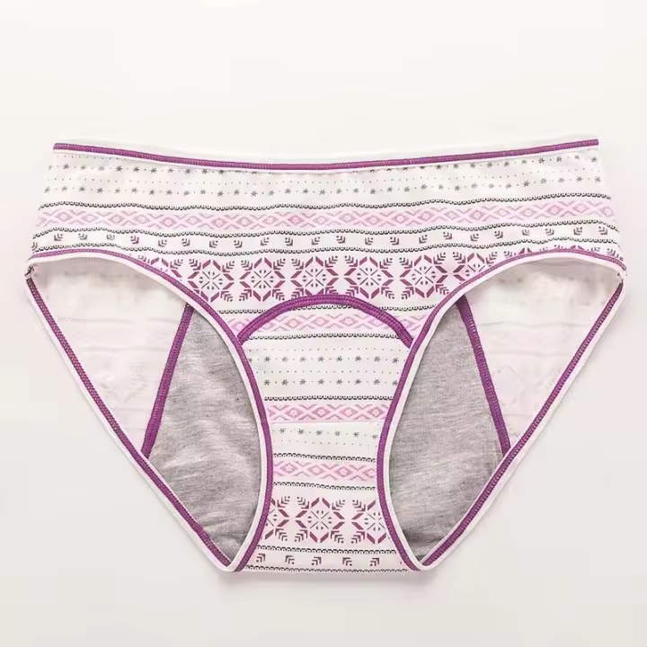 Ropa interior de algodón retro de talla europea a prueba de fugas para mujer, absorbe una pequeña cantidad, período menstrual - 1