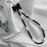 Encanto de Cadena de Teléfono de Cuentas 3D Lazo Blanco y Negro Colgante de Joyería para Niñas - details 0