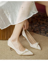 Nuevos y hermosos zapatos de boda de champán francés, nicho de las mujeres, temperamento de alta gama, barra de perlas, zapatos de dama de honor mitzvah, tacones altos. - details 6