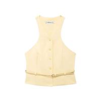 Chaleco Amarillo con Cuello en V Manga Corta, Elegante para Mujeres, Blazers y Vestidos - details 1