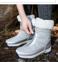 Botas de nieve impermeables con cremallera para mujer, botines cálidos de felpa, de algodón, de alta calidad, para exteriores, Invierno - details 25
