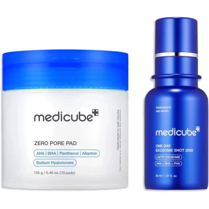 Tónico diario con 2000 para el cuidado: medicube Pore Pads 2.0 y Zero Exosome Shot 2,000 PPM Spicule Facial Serum - 1